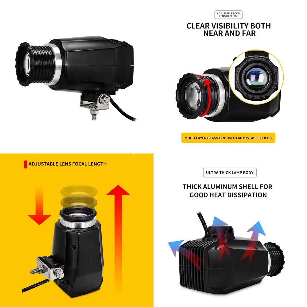 Vehicle Heavy Equipment - 20W IP67防水安全警告プロジェクターランプ、ロゴ投影付き、フォークリフト、建設車両、重機用