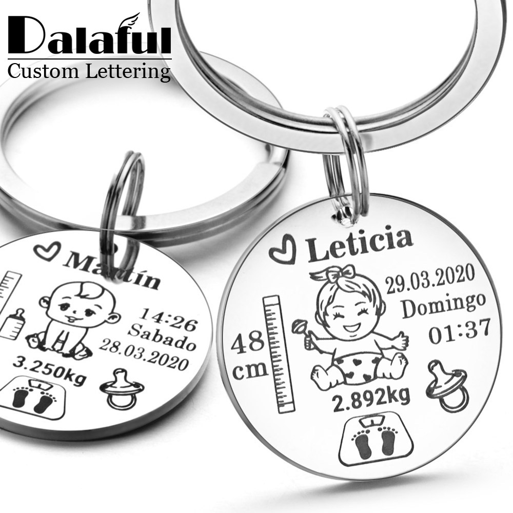 Heavy Equipment Keys - 素敵なパーソナライズされた赤ちゃん男の子女の子キーホルダー名出生体重身長新生児記念新しいママパパギフトキーリング P026_C
