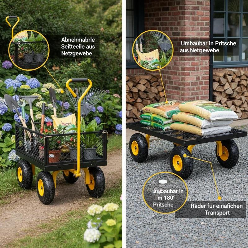 スチール製ガーデンカート 900ポンド耐荷重 庭仕事 芝生管 - Heavy Equipment Yard のレビューと価格