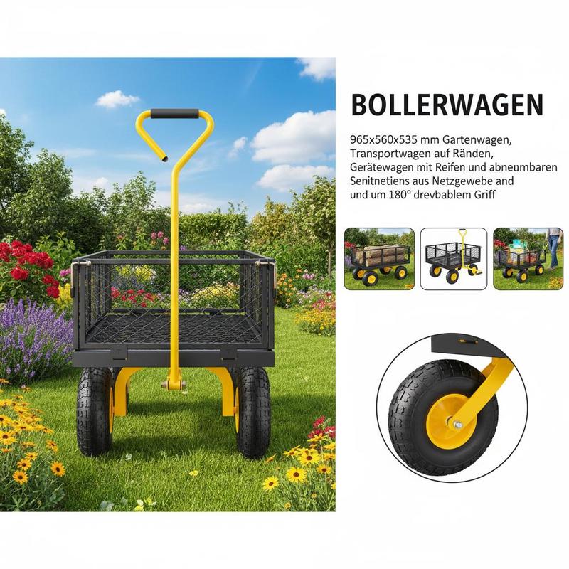 スチール製ガーデンカート 900ポンド耐荷重 庭仕事 芝生管 - Heavy Equipment Yard のレビューと価格