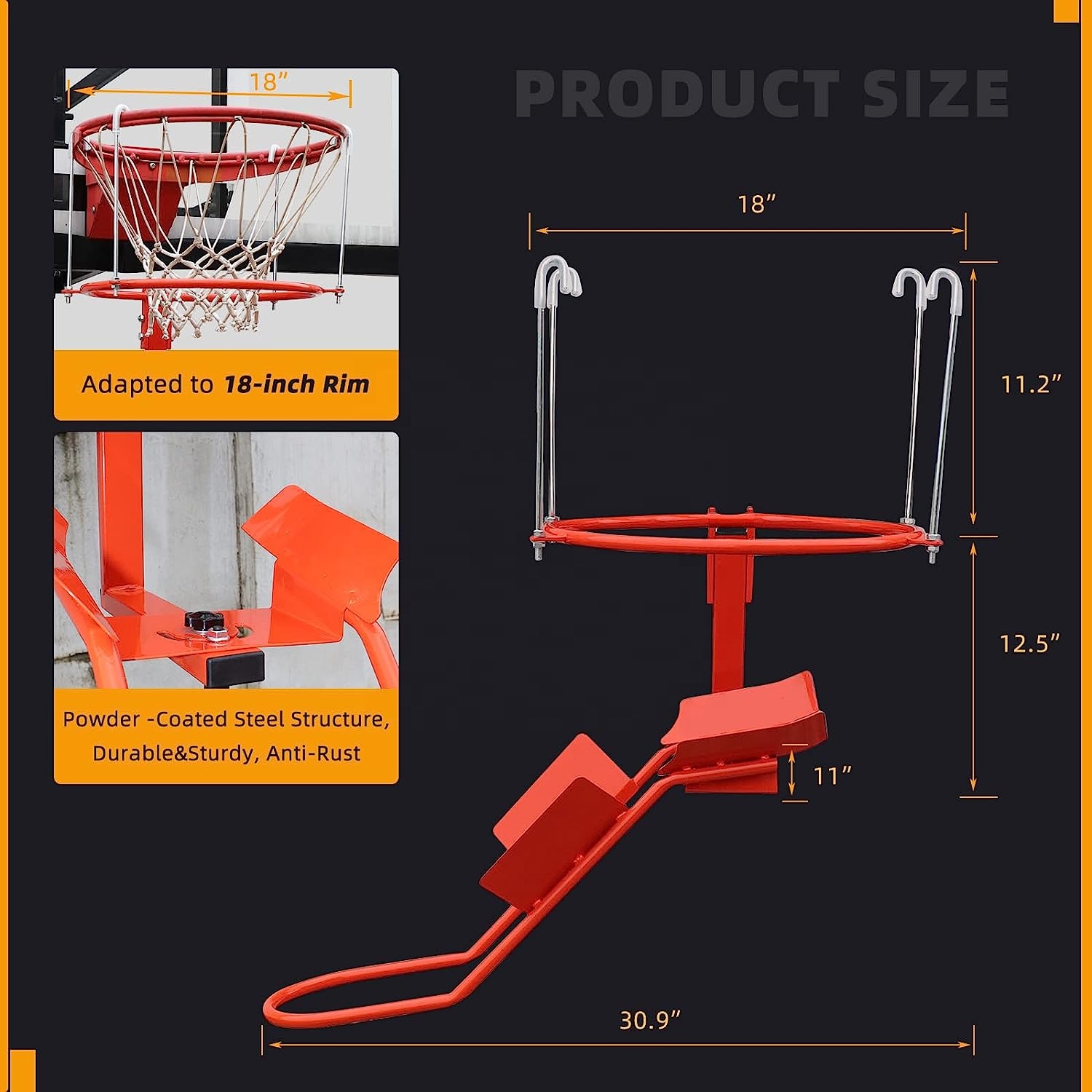 頑丈なスチール製バスケットボールリターンアタッチメントフープ - Heavy Equipment Attachments のレビューと価格