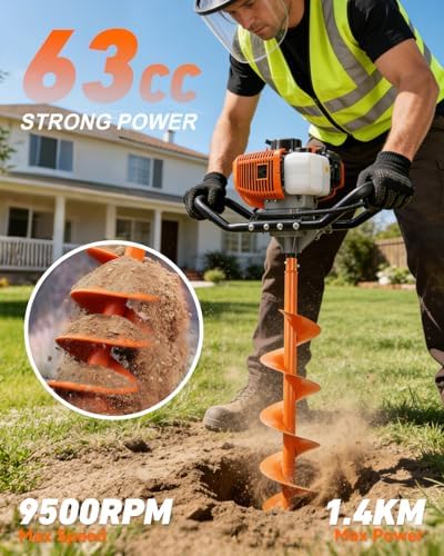 NEO-TEC 63CC ガソリン式穴掘り機、2ストロークア - Post Hole Digger のレビューと価格
